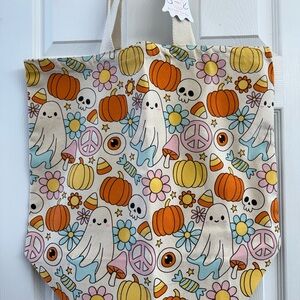 Colorful Halloween Canvas Tote Bag Large Sz
